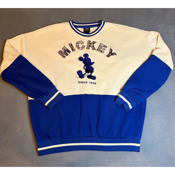 Disney Other - Disney Our Universe Mickey Mouse Sweatshirt Unisex Vintage Blue Cream Colorblock